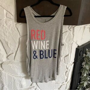 Gray Tank Top with Red and Blue. 4th of July. Memorial Day. Patriotic